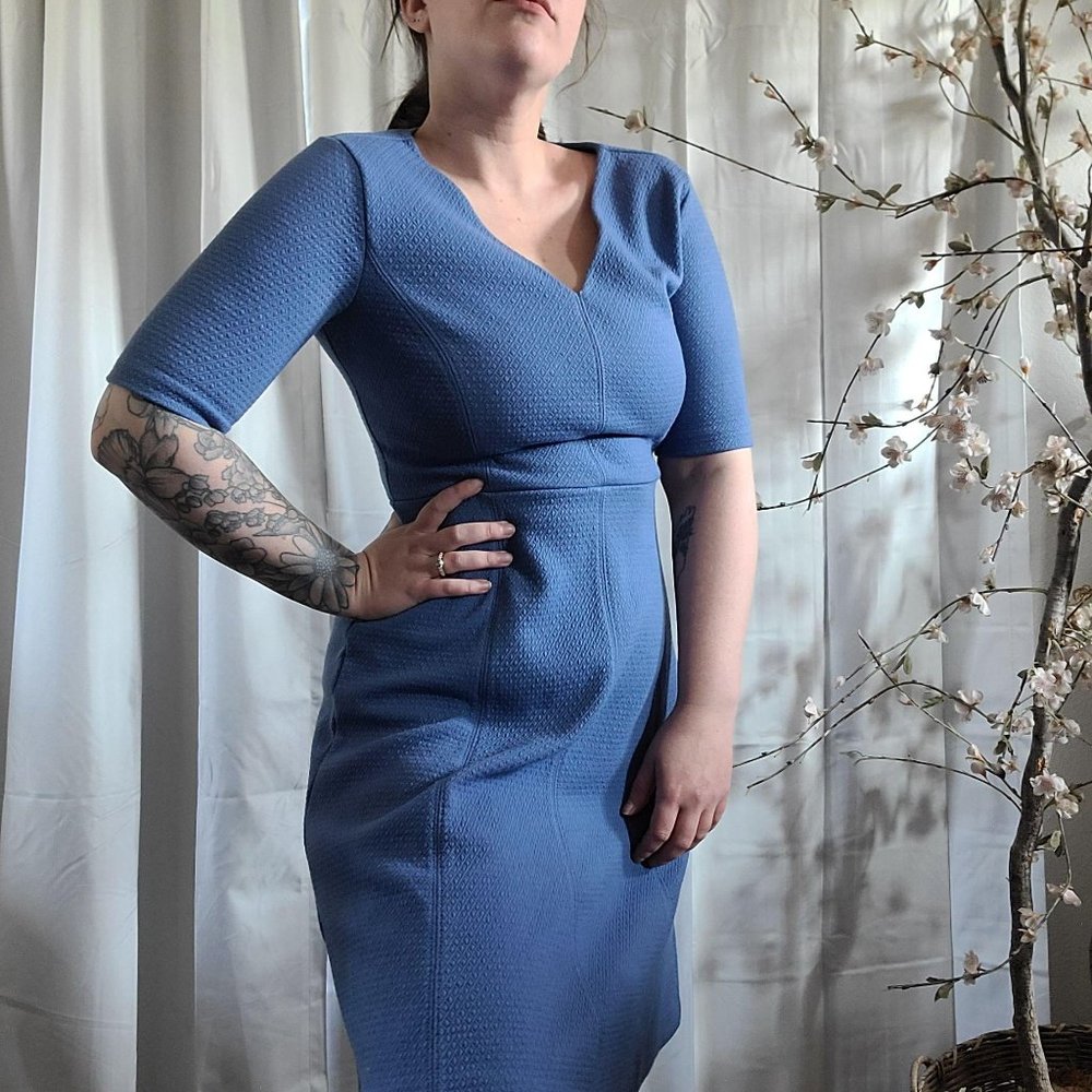 Ann Taylor Periwinkle Fit & Flare Mid Sleeve Dress - Picture 10 of 11